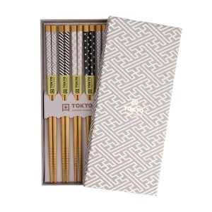 Ätpinnar ljusgrå mix 5 par i presentask