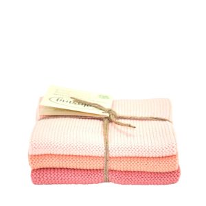 Disktrasor stickade – korall kombi, 3-pack