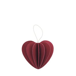 Julhänge Hjärta, 4,5 cm, mörkröd