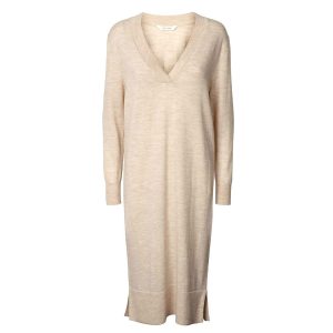 Herdis stickad klänning – nougat melange