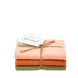 Disktrasor stickade – oliv o. aprikos, 3-pack